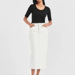 White + Warren Cotton Modal Elbow Sleeve Scoopneck Tee