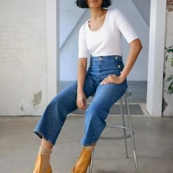 White + Warren Tops + Tees Cotton Modal Elbow Sleeve Scoopneck Tee