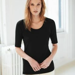 White + Warren Cotton Modal Elbow Sleeve Scoopneck Tee