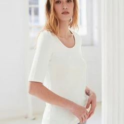 White + Warren Tops + Tees Cotton Modal Elbow Sleeve Scoopneck Tee
