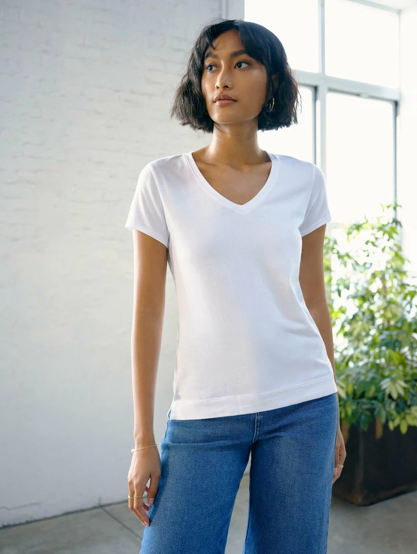 Discount 🎁 White + Warren Cotton Modal V Neck Tee Tops + Tees 💯 1 White + Warren Cotton Modal V Neck Tee Tops + Tees