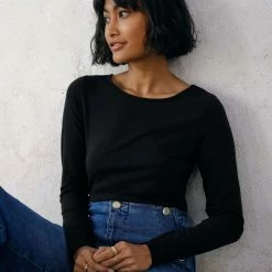 Outlet 👏 White + Warren Tops + Tees Cotton Modal Boatneck Tee 🎁 10 White + Warren Tops + Tees Cotton Modal Boatneck Tee