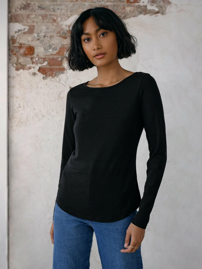 Outlet 👏 White + Warren Tops + Tees Cotton Modal Boatneck Tee 🎁 2 White + Warren Tops + Tees Cotton Modal Boatneck Tee