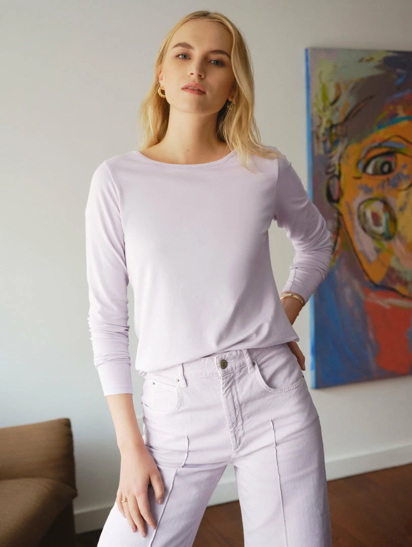 Outlet 👍 White + Warren Cotton Modal Boatneck Tee ⌛ 1 White + Warren Cotton Modal Boatneck Tee