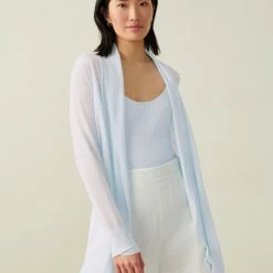 White + Warren Linen Blend Open Cardigan