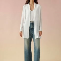 White + Warren Linen Blend Open Cardigan Celebration Shop