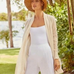 New 👏 White + Warren Cardigans Linen Long Open Cardigan ⌛ 9 White + Warren Cardigans Linen Long Open Cardigan