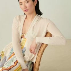 White + Warren Linen Blend Cropped Open Cardigan Celebration Shop
