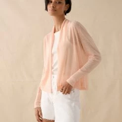 White + Warren Linen Blend Cropped Open Cardigan Vacation Wardrobe