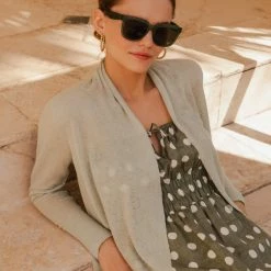 White + Warren Linen Blend Cropped Open Cardigan Vacation Wardrobe