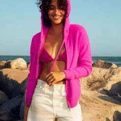 White + Warren Cashmere Zip Up Hoodie Almost Gone