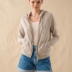 White + Warren Cashmere Zip Up Hoodie Cardigans