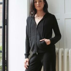 White + Warren Almost Gone Cashmere Zip Up Hoodie