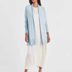 White + Warren Cotton Long Open Cardigan