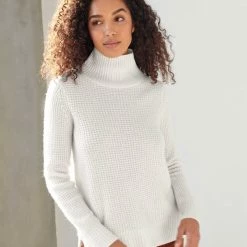 White + Warren Almost Gone Cashmere Waffle Standneck
