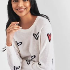 Best Sale 👍 White + Warren Pattern Shop Cashmere Heart Intarsia Sweatshirt ✨ 6 White + Warren Pattern Shop Cashmere Heart Intarsia Sweatshirt