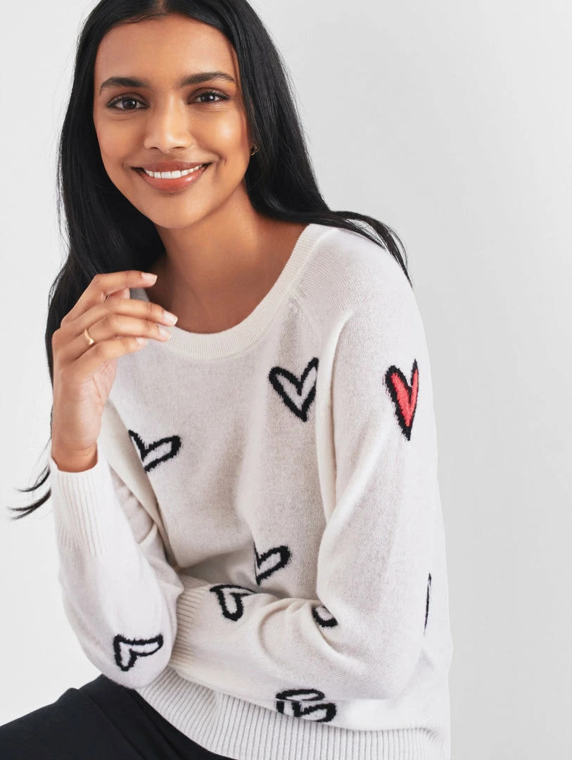 Best Sale 👍 White + Warren Pattern Shop Cashmere Heart Intarsia Sweatshirt ✨ 3 White + Warren Pattern Shop Cashmere Heart Intarsia Sweatshirt