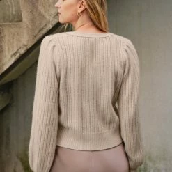 White + Warren Cashmere Blouson Sleeve Cardigan