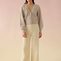 White + Warren Cashmere Blouson Sleeve Cardigan