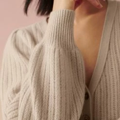 White + Warren Cashmere Blouson Sleeve Cardigan