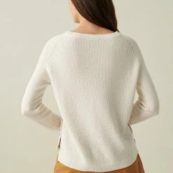 New 🤩 White + Warren Sweaters Cotton Side Button Crewneck ❤️ 11 White + Warren Sweaters Cotton Side Button Crewneck