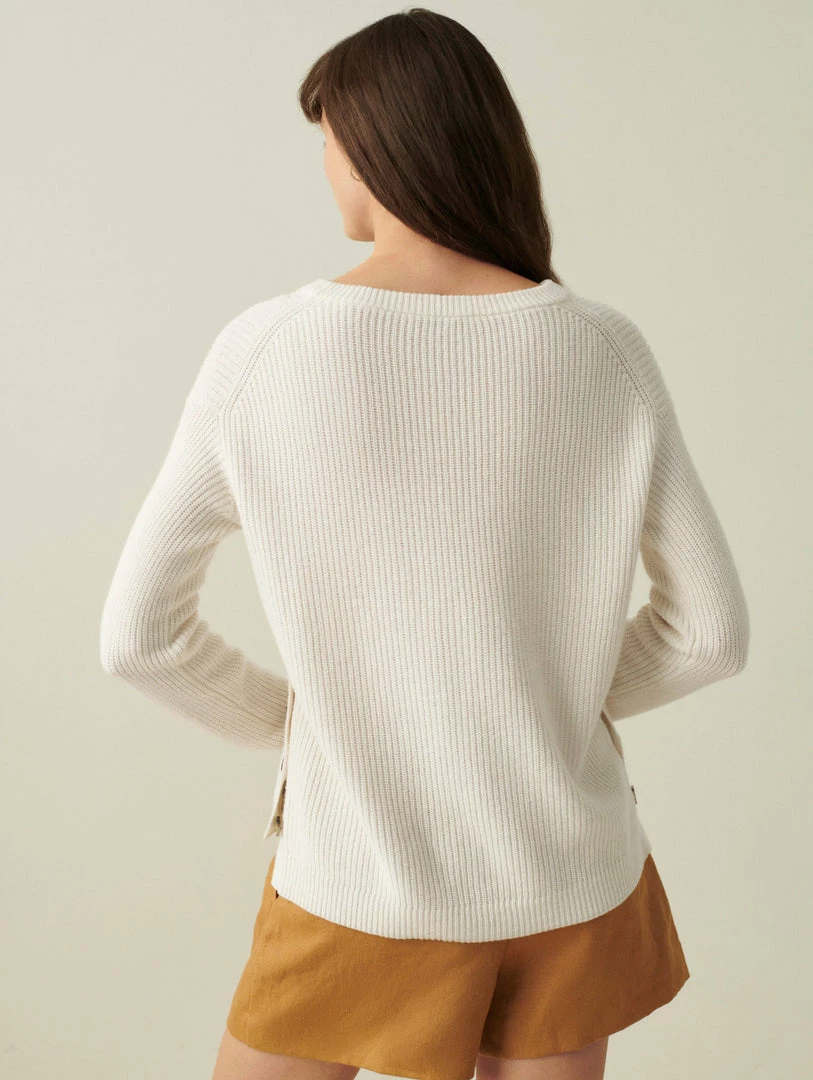 New 🤩 White + Warren Sweaters Cotton Side Button Crewneck ❤️ 6 White + Warren Sweaters Cotton Side Button Crewneck