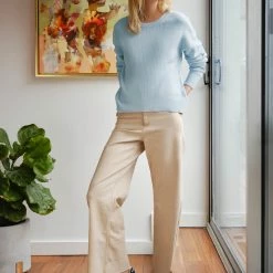 White + Warren Cotton Multi Rib Easy Crewneck Sweaters