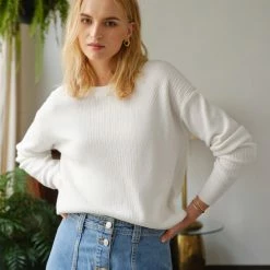 White + Warren Sweaters Cotton Multi Rib Easy Crewneck