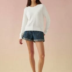 White + Warren Sweaters Cotton Multi Rib Easy Crewneck