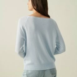White + Warren Cashmere Sunset Intarsia Off Shoulder Sweatshirt