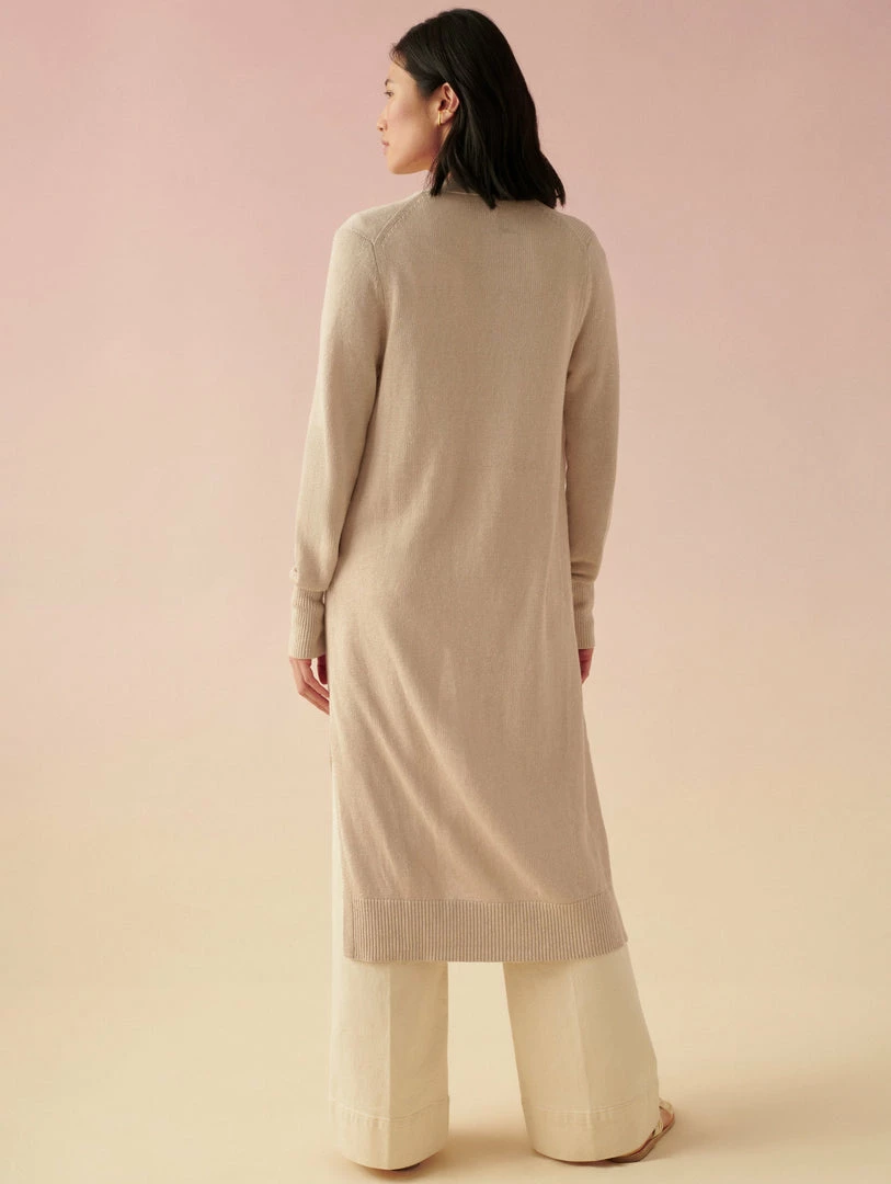 New 👍 White + Warren Vacation Wardrobe Linen Long Open Cardigan 👍 8 White + Warren Vacation Wardrobe Linen Long Open Cardigan