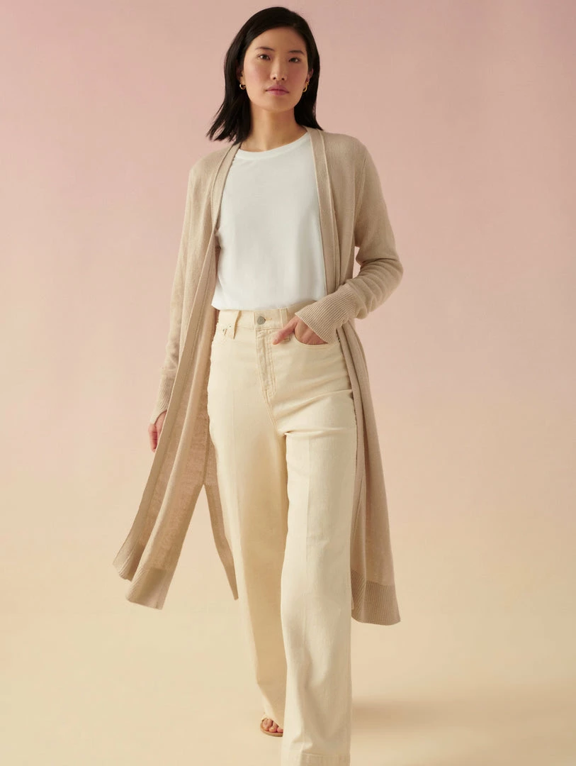 New 👍 White + Warren Vacation Wardrobe Linen Long Open Cardigan 👍 7 White + Warren Vacation Wardrobe Linen Long Open Cardigan