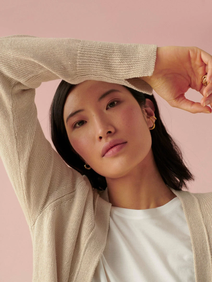 New 👍 White + Warren Vacation Wardrobe Linen Long Open Cardigan 👍 4 White + Warren Vacation Wardrobe Linen Long Open Cardigan