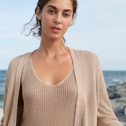 New 👍 White + Warren Vacation Wardrobe Linen Long Open Cardigan 👍 12 White + Warren Vacation Wardrobe Linen Long Open Cardigan