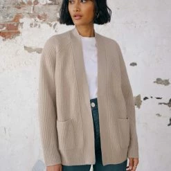 White + Warren Cardigans Recycled Cashmere Ribbed Open Cardigan