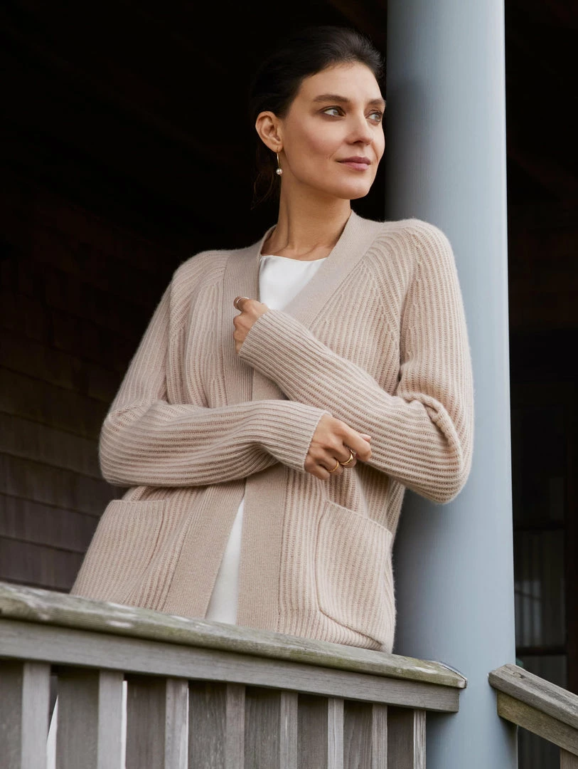 Outlet π White + Warren Cardigans Recycled Cashmere Ribbed Open Cardigan π 4 White + Warren Cardigans Recycled Cashmere Ribbed Open Cardigan
