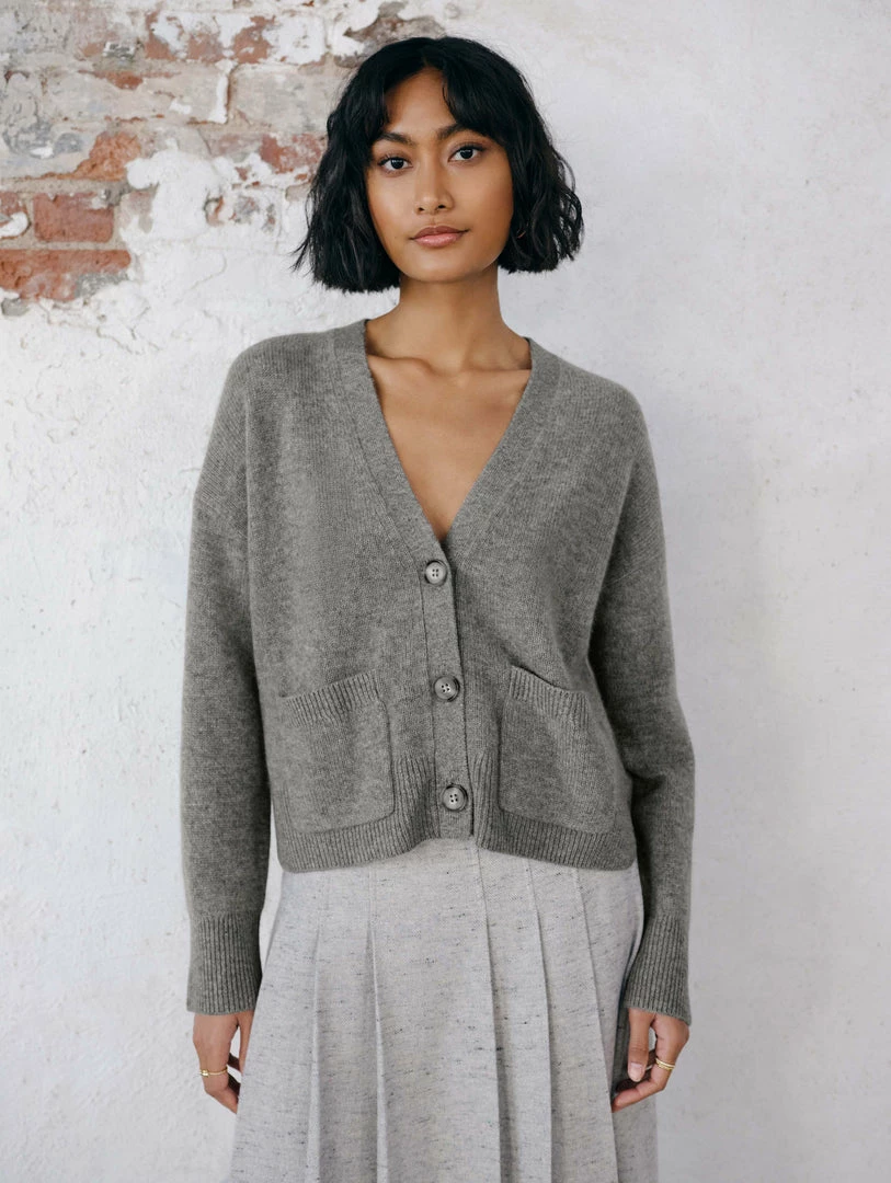 New 👍 White + Warren Cardigans Cashmere Cropped V Neck Cardigan 🌟 2 White + Warren Cardigans Cashmere Cropped V Neck Cardigan