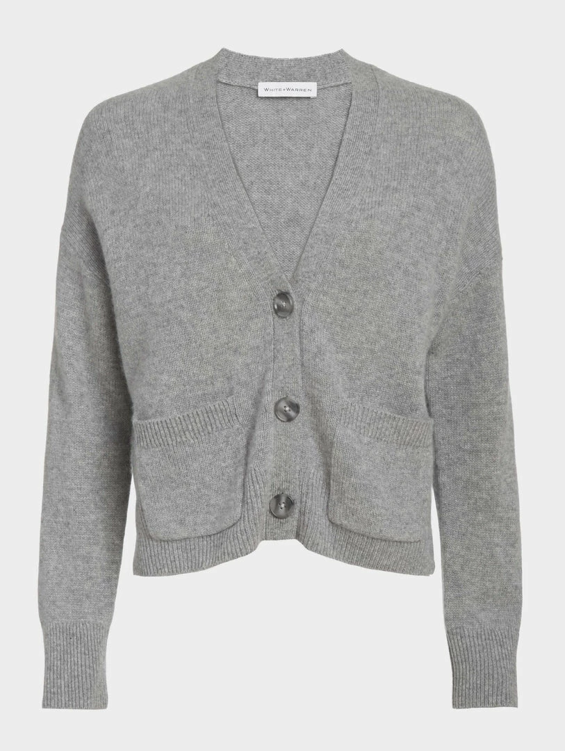 New 👍 White + Warren Cardigans Cashmere Cropped V Neck Cardigan 🌟 4 White + Warren Cardigans Cashmere Cropped V Neck Cardigan