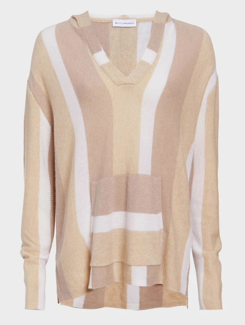 Hot Sale 🔔 White + Warren Cashmere Striped Baja Hoodie 🥰 4 White + Warren Cashmere Striped Baja Hoodie