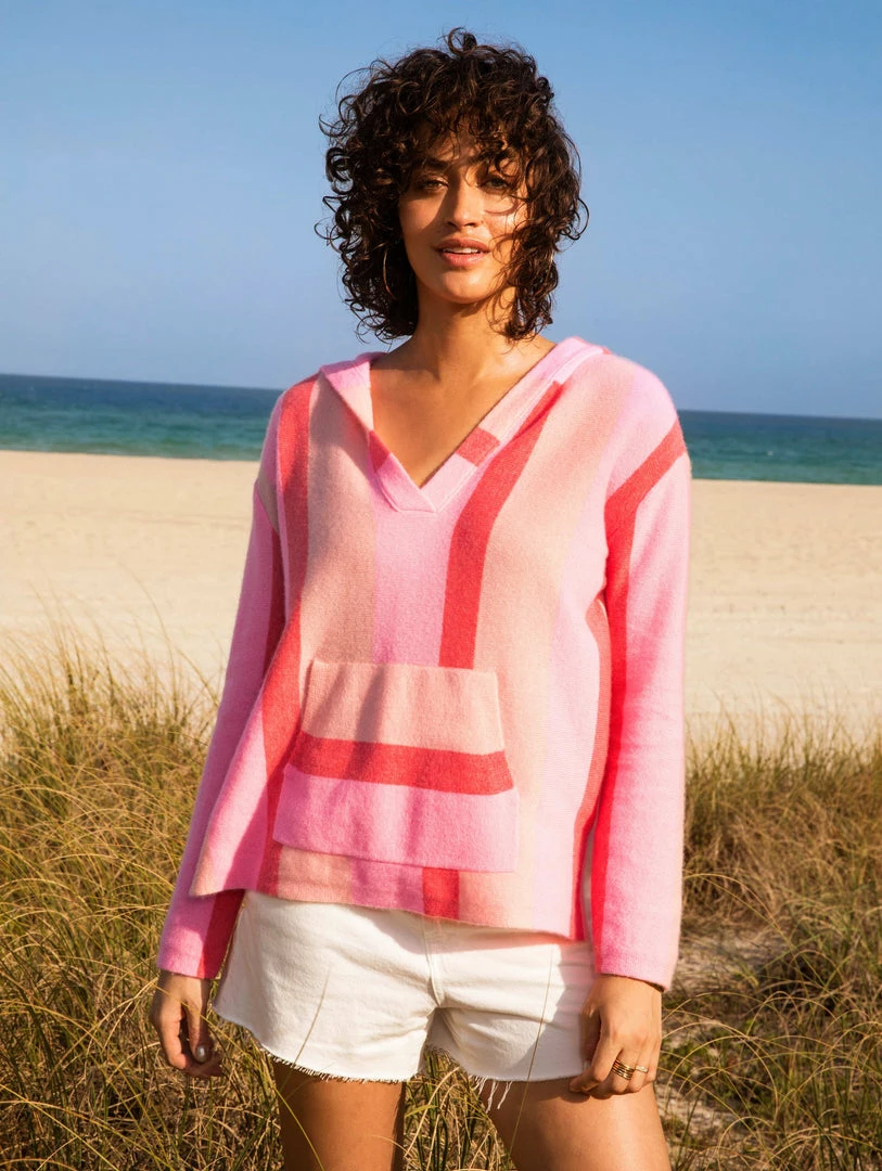 Hot Sale 😉 White + Warren Cashmere Striped Baja Hoodie Best-Sellers 😍 1 White + Warren Cashmere Striped Baja Hoodie Best-Sellers