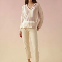 White + Warren Cashmere Striped Baja Hoodie