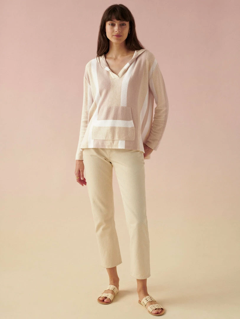 Hot Sale 🔔 White + Warren Cashmere Striped Baja Hoodie 🥰 2 White + Warren Cashmere Striped Baja Hoodie