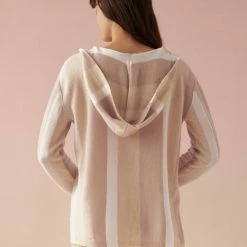 Hot Sale 🔔 White + Warren Cashmere Striped Baja Hoodie 🥰 6 White + Warren Cashmere Striped Baja Hoodie