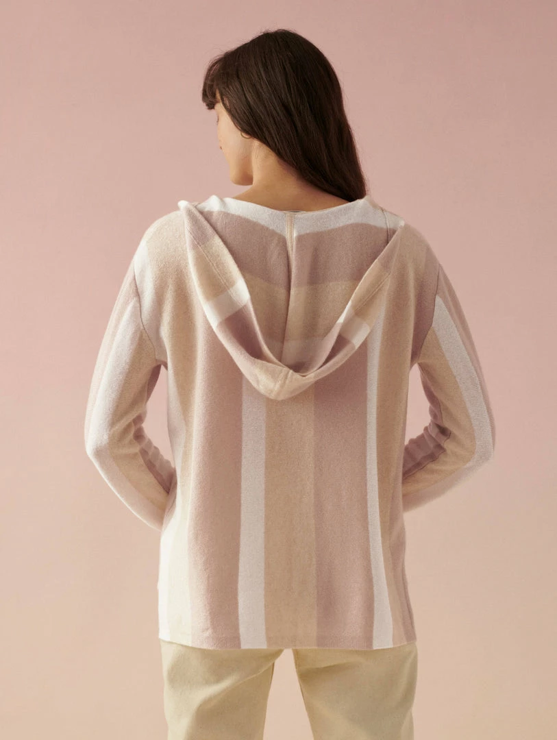 Hot Sale 🔔 White + Warren Cashmere Striped Baja Hoodie 🥰 3 White + Warren Cashmere Striped Baja Hoodie