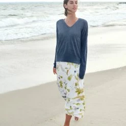 White + Warren Linen Easy V Neck