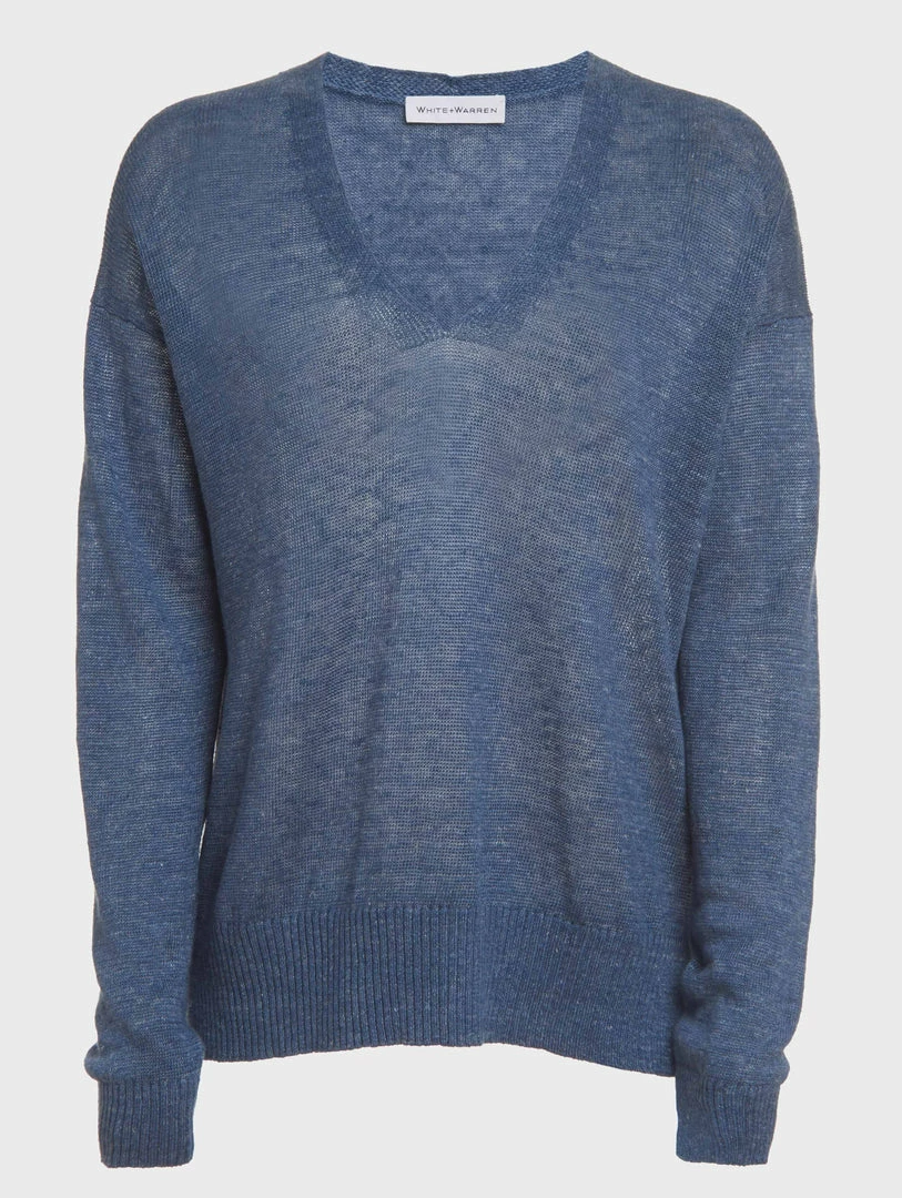 Buy 🥰 White + Warren Linen Easy V Neck 😀 9 White + Warren Linen Easy V Neck