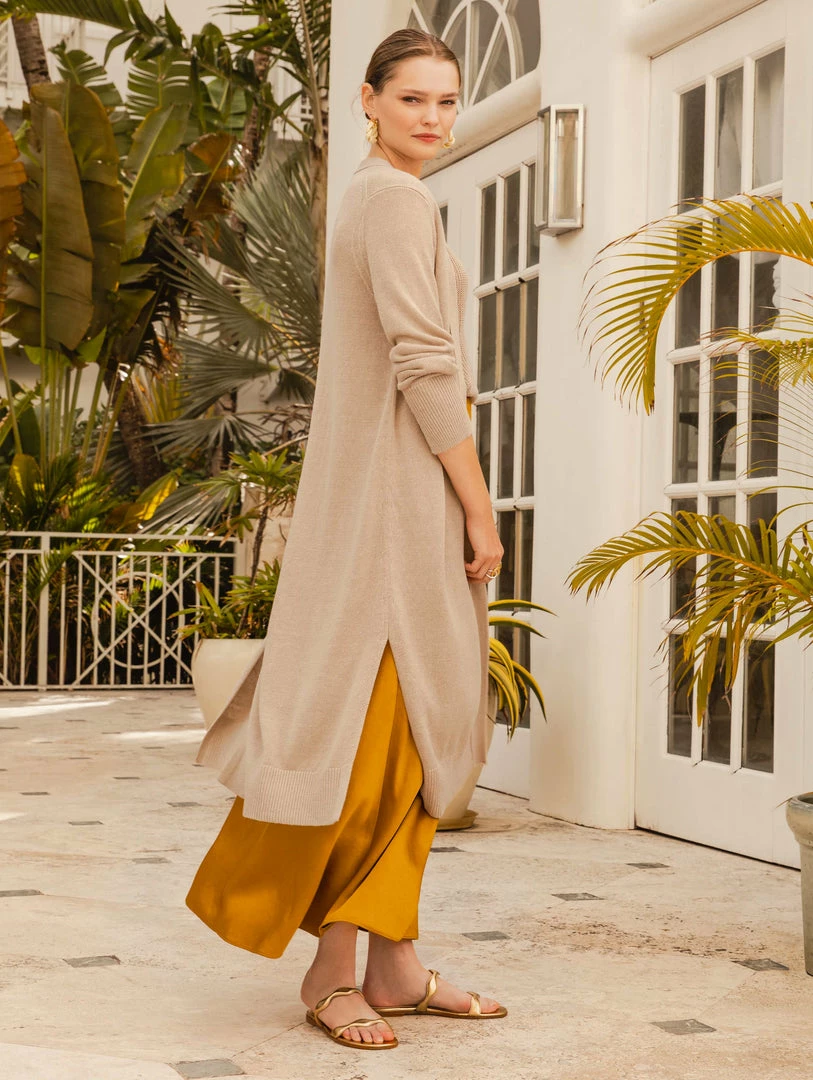 New 👍 White + Warren Vacation Wardrobe Linen Long Open Cardigan 👍 6 White + Warren Vacation Wardrobe Linen Long Open Cardigan