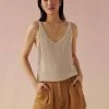 White + Warren Linen Ribbed V Neck Tank Vacation Wardrobe