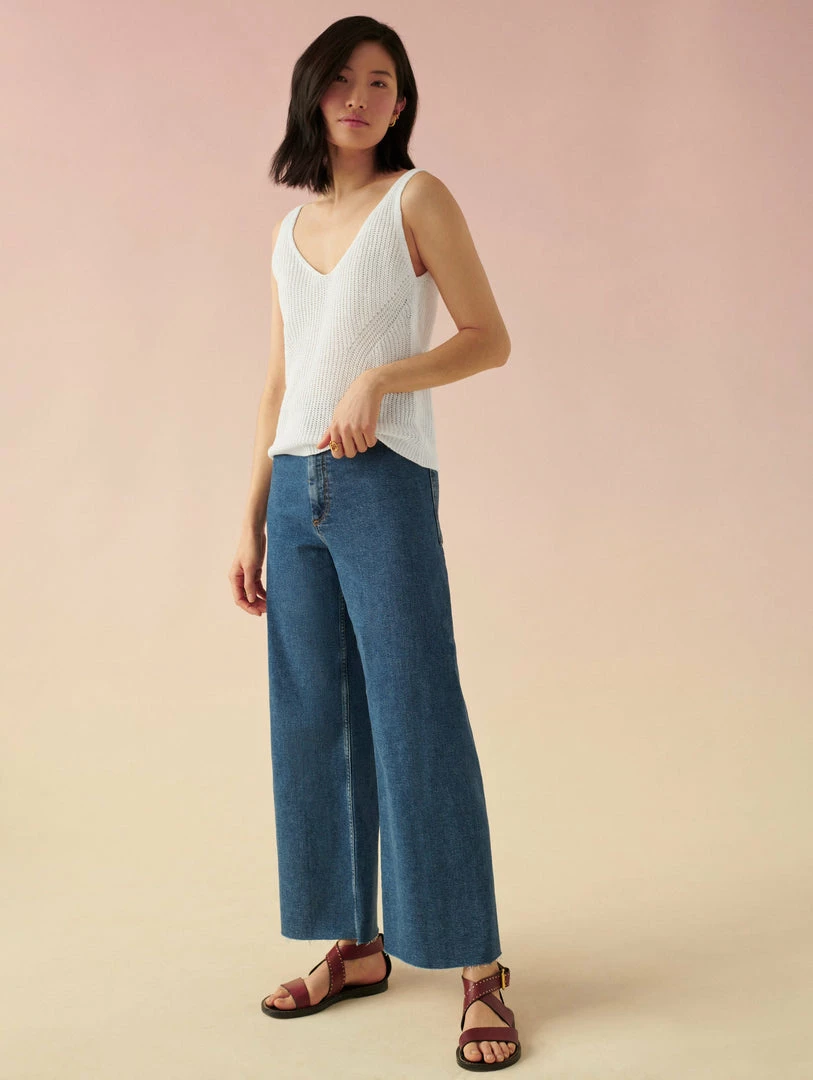 Buy ⌛ White + Warren Linen Ribbed V Neck Tank 🥰 3 White + Warren Linen Ribbed V Neck Tank