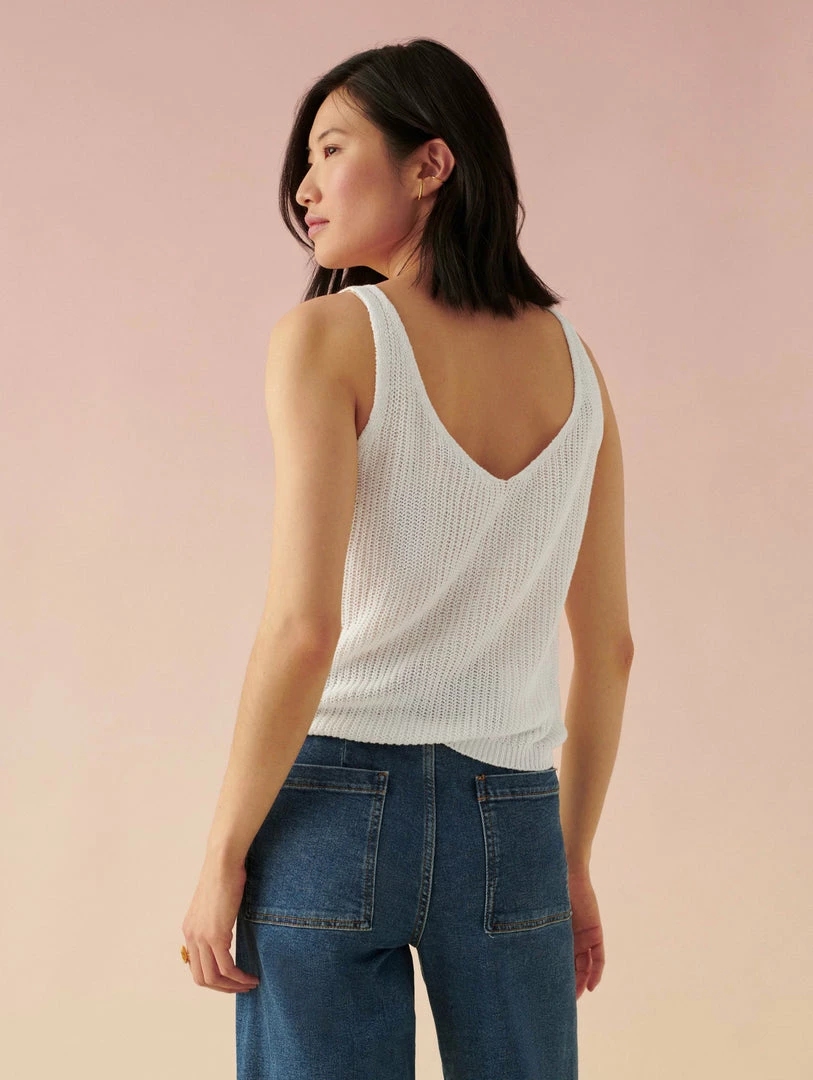 Buy ⌛ White + Warren Linen Ribbed V Neck Tank 🥰 4 White + Warren Linen Ribbed V Neck Tank